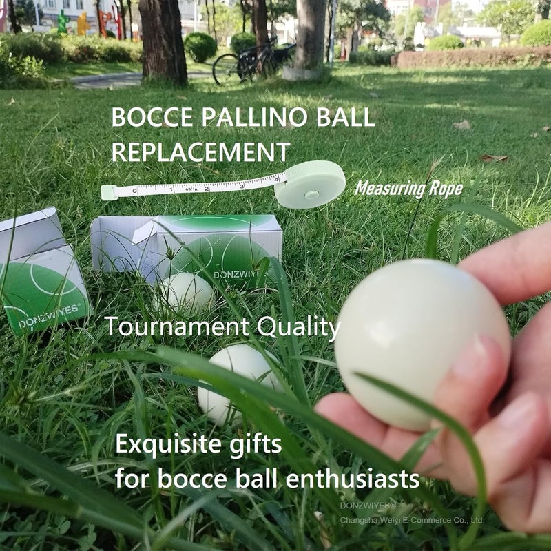 DONZWIYES Pallino Ball Replacement for Bocce Ball Game and Boule Game, Tournament Quality 2.24 In/57 mm White Bocce Pallino Ball Replacement - Including Green Measuring Rope - Image 4